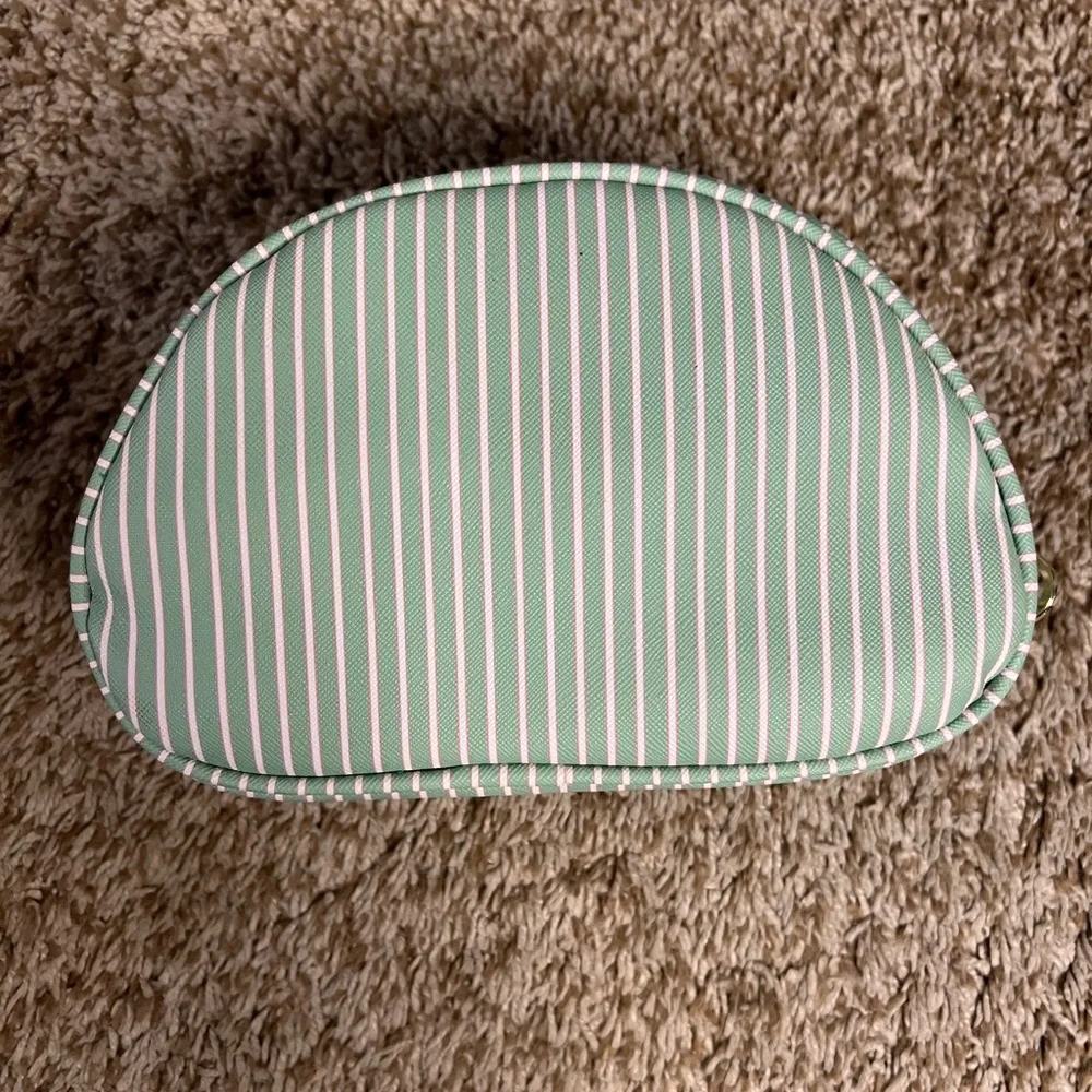 Dwell Studios NEW Makeup Skincare Bag Travel 2 Piece Set Pink Green Stripe NWT